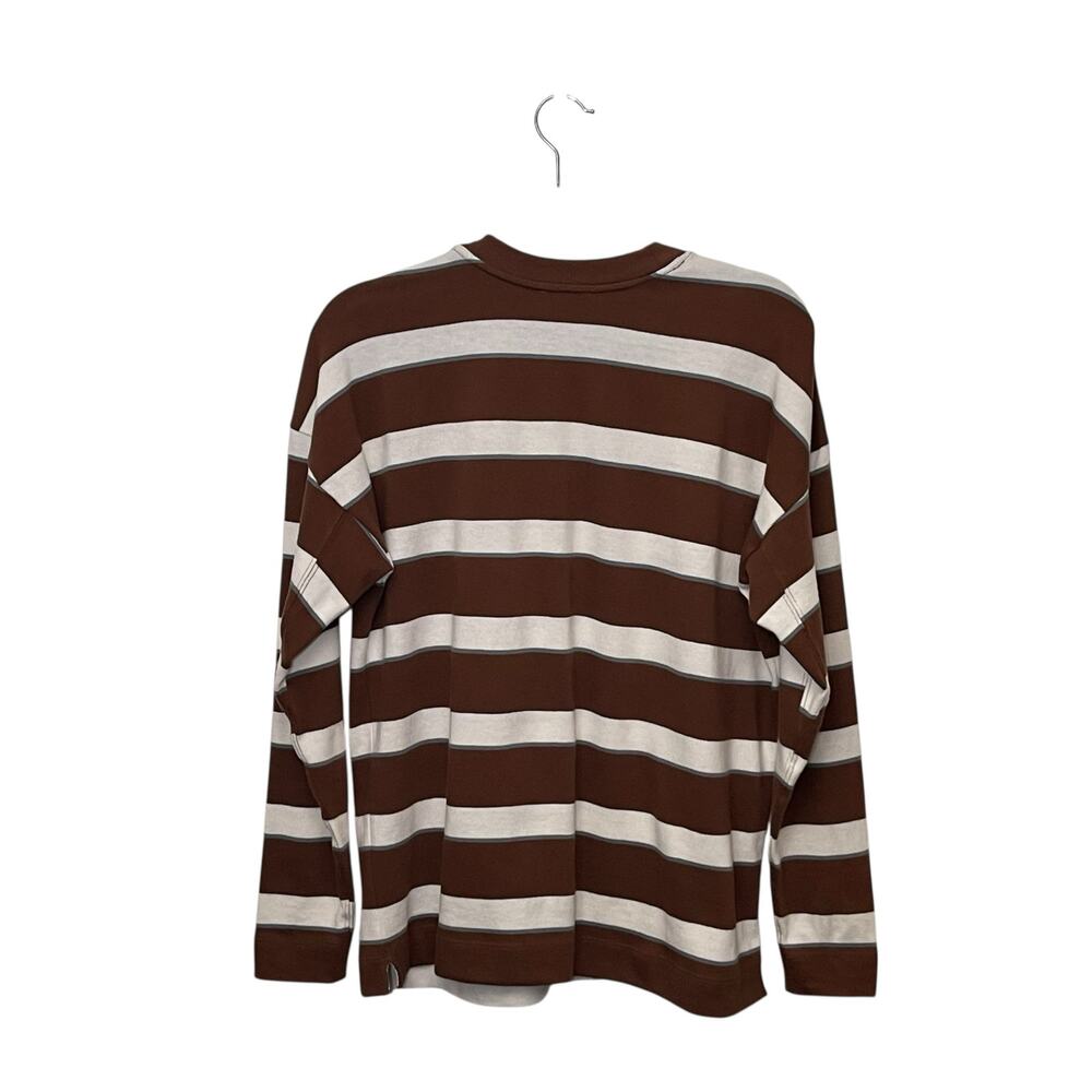 AYR Brown & White Striped Long Sleeve Cotton Top – Size XS - Picture 2 of 7